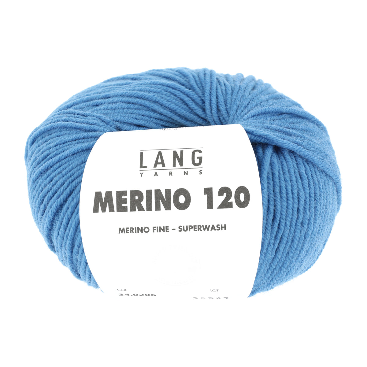 Lang Yarns Merino 120 0206 Midden Blauw - bol garen - vooraanzicht
