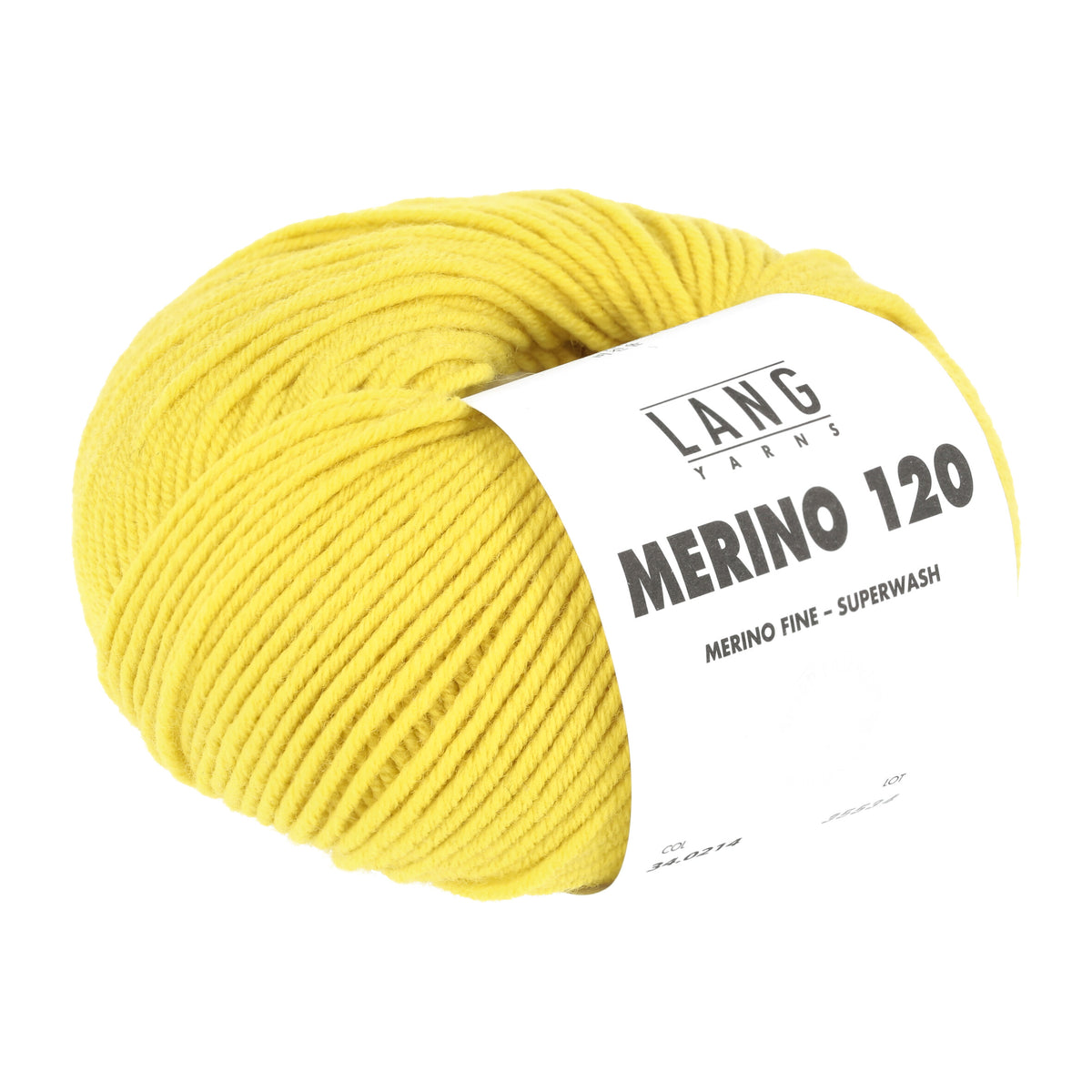 Lang Yarns Merino 120 0214 Geel - bol garen - tweede schuine aanzicht