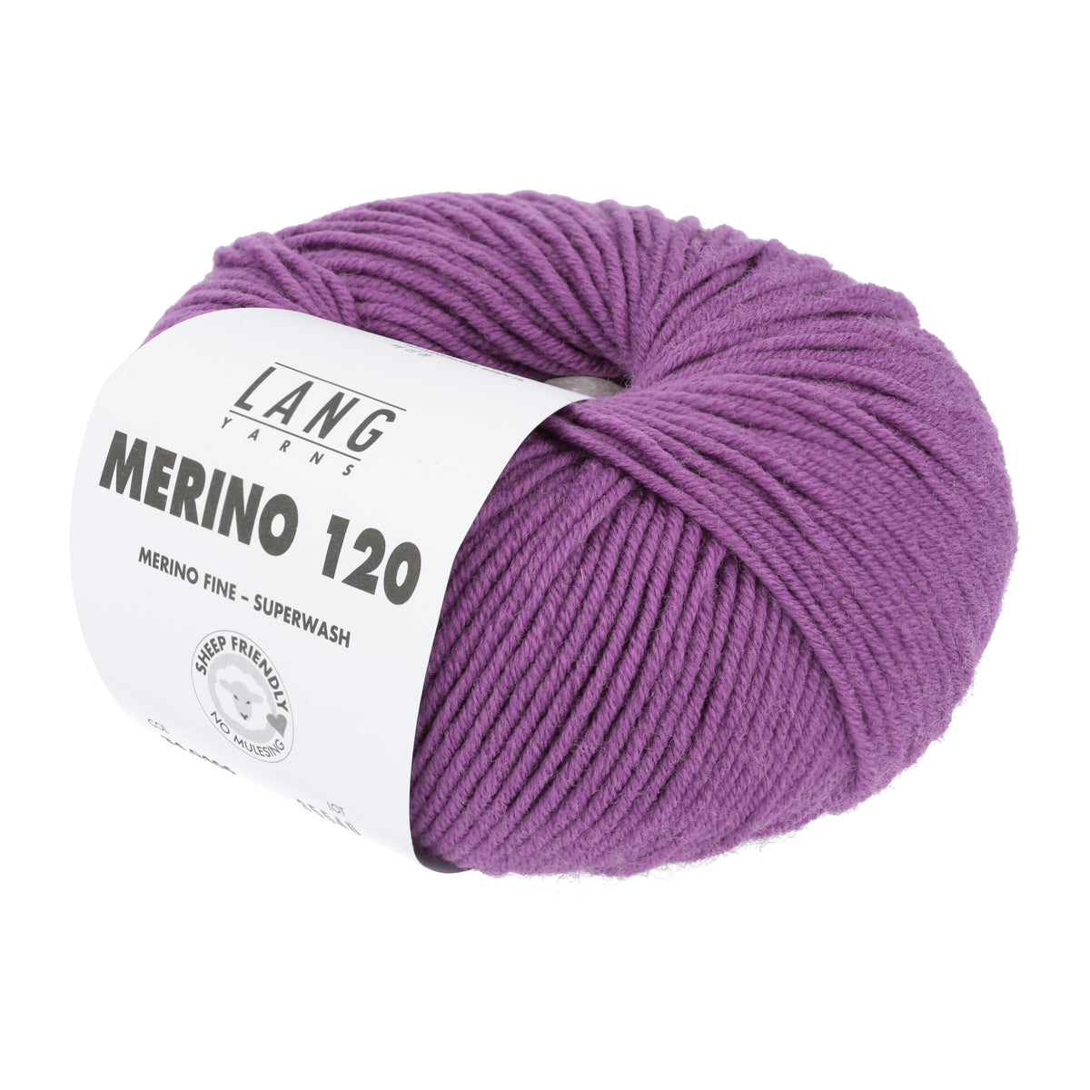 Lang Yarns Merino 120 0446 Paars - bol garen - schuin van voren