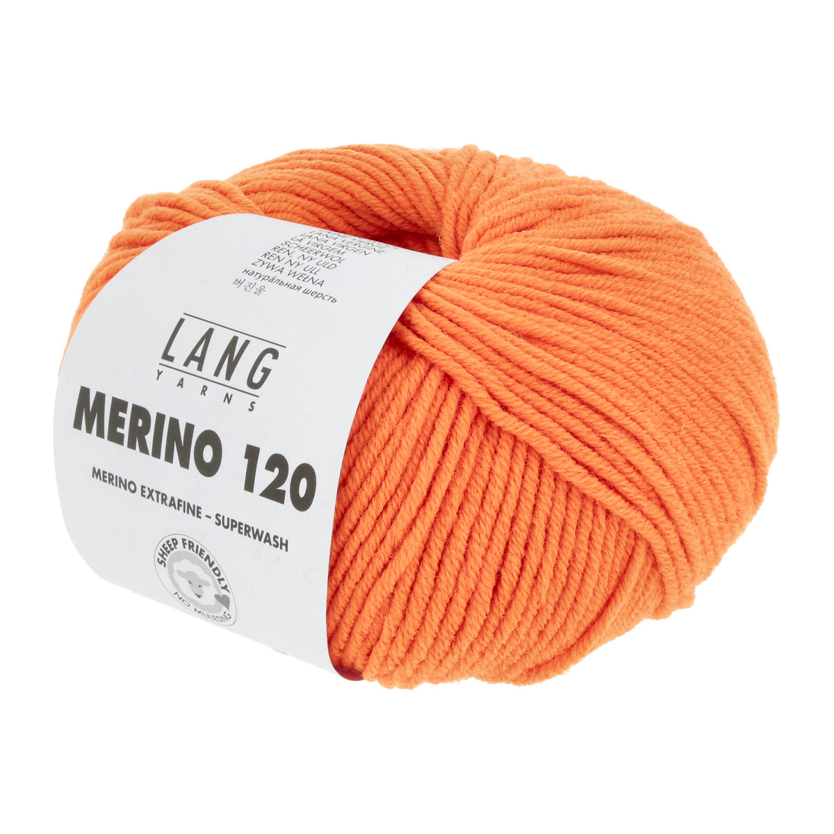 Lang Yarns Merino 120 0659 Oranje Neon - bol garen - schuin van voren