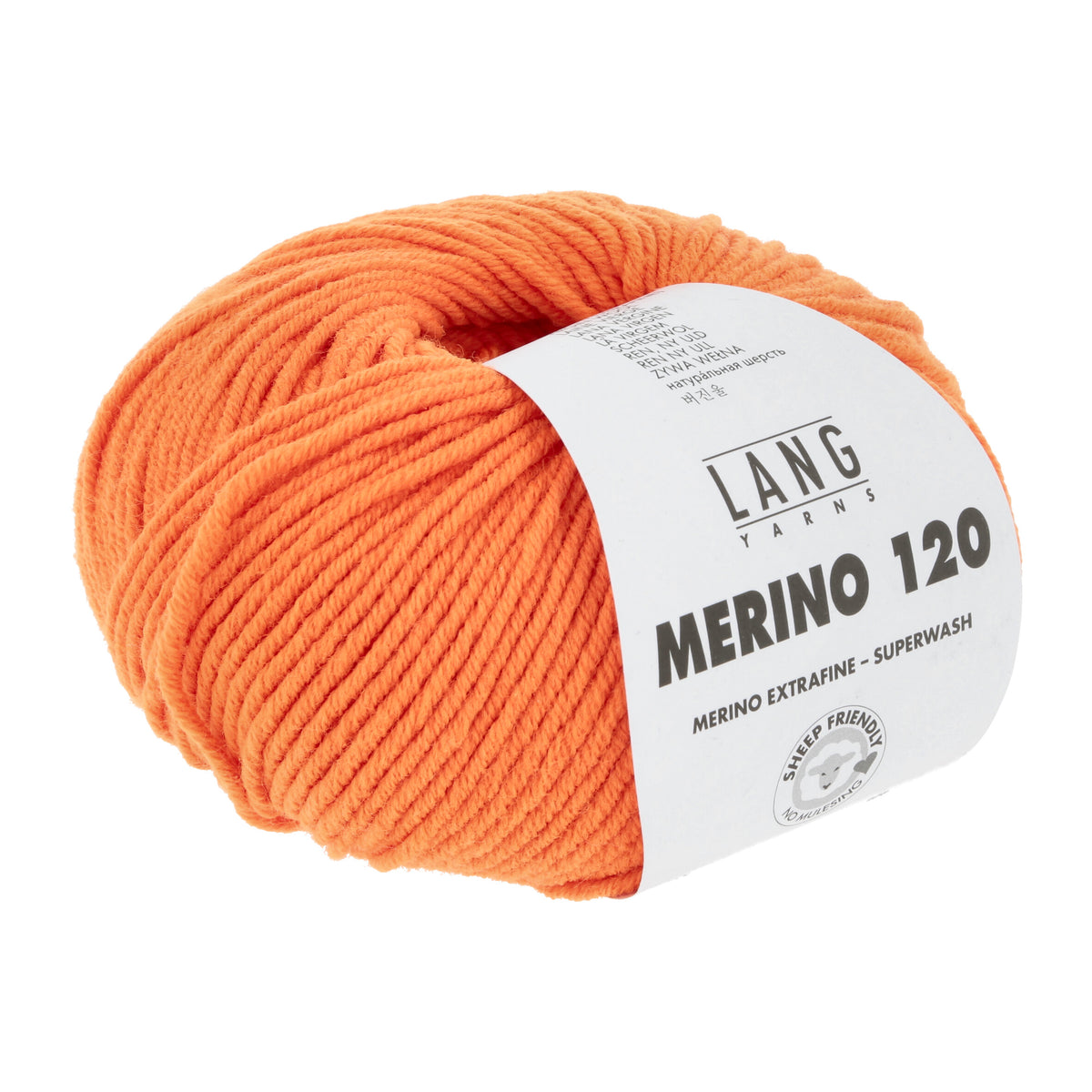 Lang Yarns Merino 120 0659 Oranje Neon - bol garen - tweede schuine aanzicht