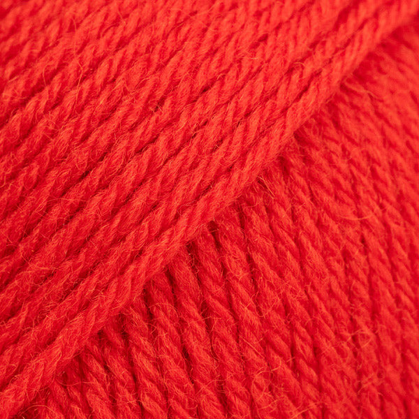 Drops Saga Uni Colour 44 Felrood - 100% wol in effen kleur Felrood