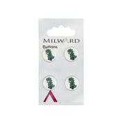 Milward Ronde Knoop groene Dino 13mm (4 stuks)