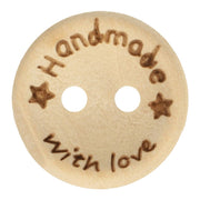 Houten knoop handmade with love maat 32 - 20mm