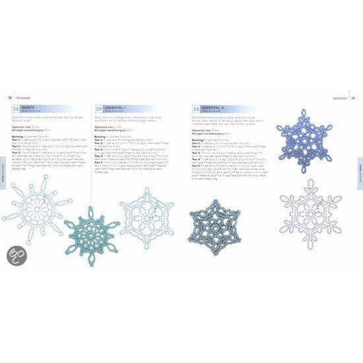 Binnenpagina uit 100 Sneeuwvlokken om te haken met verschillende sneeuwvlokmotieven