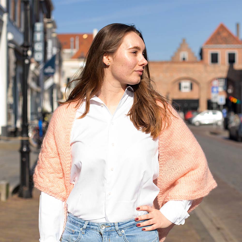 Asymmetrische Kabelsjaal Elegant Breipakket (3)
