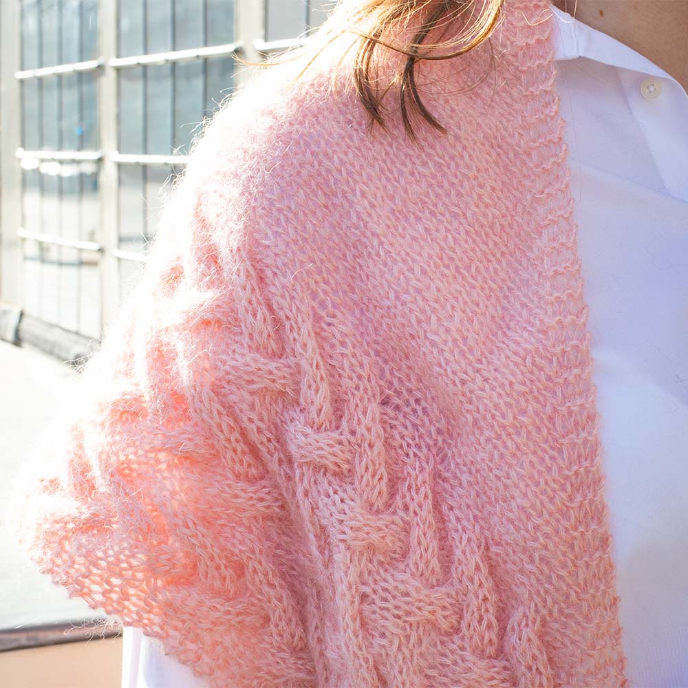 Asymmetrische Kabelsjaal Elegant Breipakket (2)
