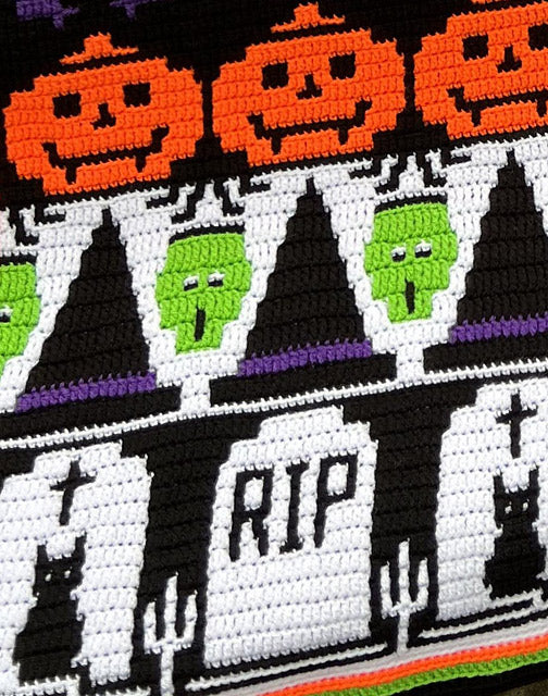 Spooky closeupmedium — gemaakt met Boo! Halloween Deken CAL by Rosina Plane Garenpakket