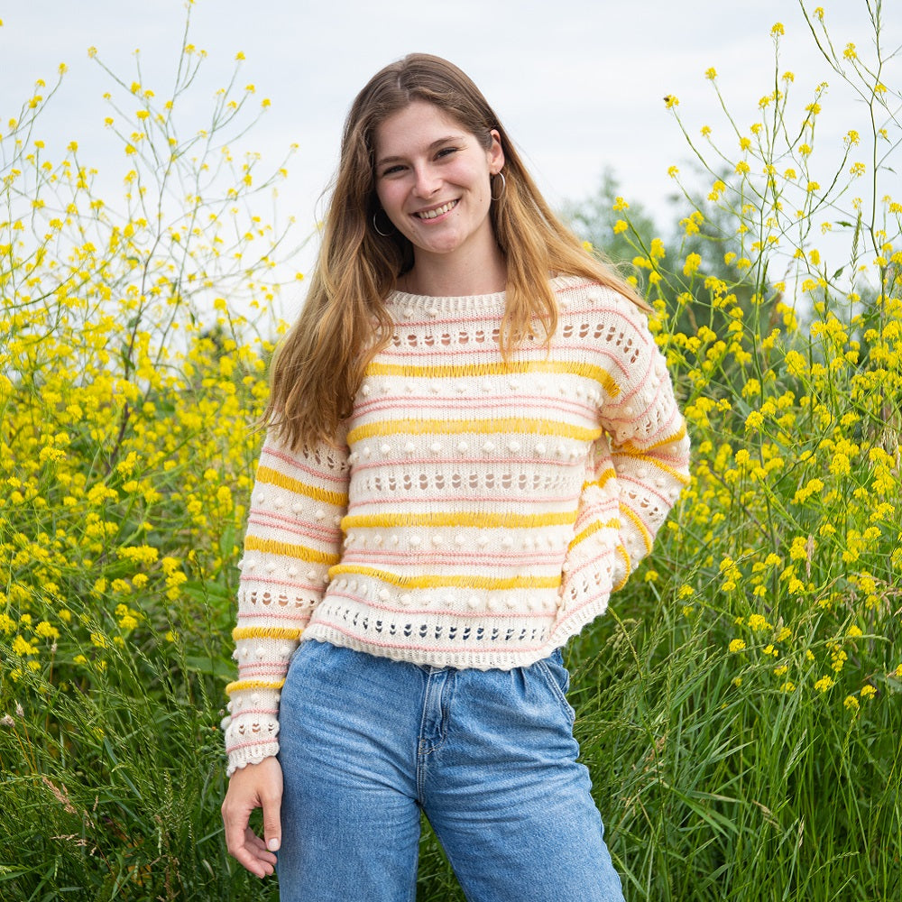 Ecopuno kleding — gemaakt met Breipatroon Ecopuno Gestreepte Noppentrui (Digital)