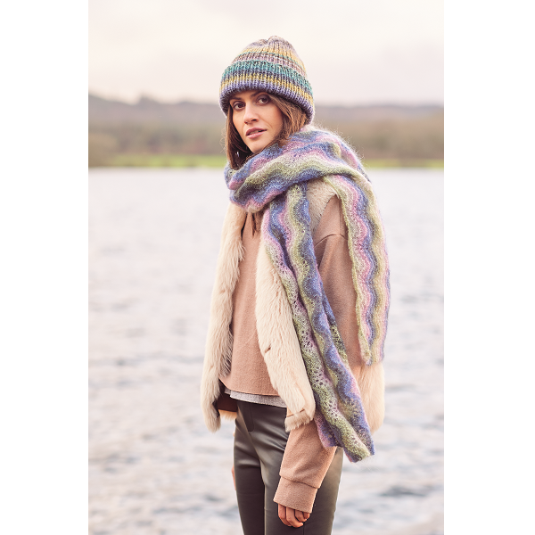 Neu — gemaakt met Breipatroon Essentials Super Kid Mohair Loves Silk Print Retro Sjaal (Digital)