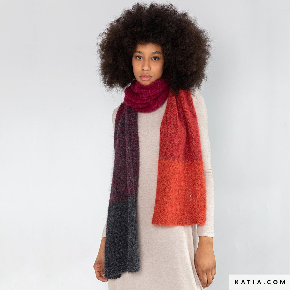 Patroon breien haken dames sjaal herfst winter katia — gemaakt met Breipatroon Katia Smoothie Alpaca Sjaal