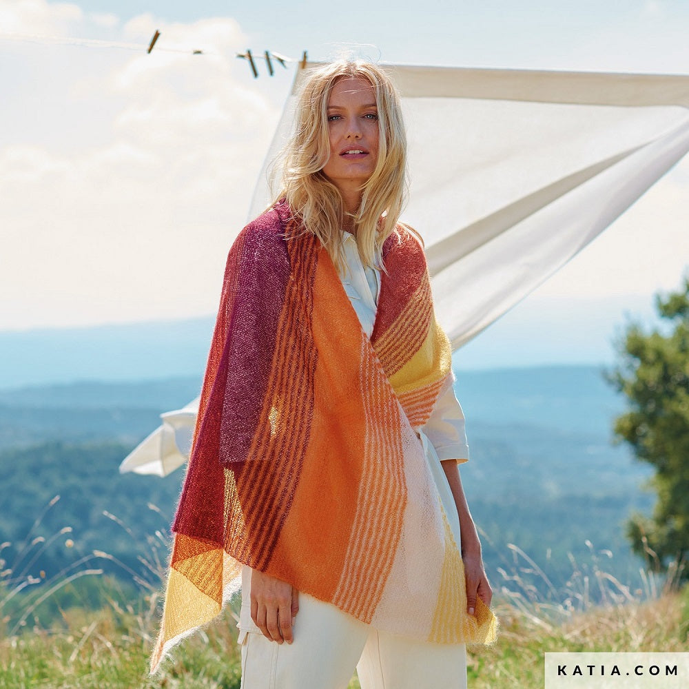 Patroon breien haken dames omslagdoek lente zomer katia — gemaakt met Breipatroon Mohair Shades Omslagdoek