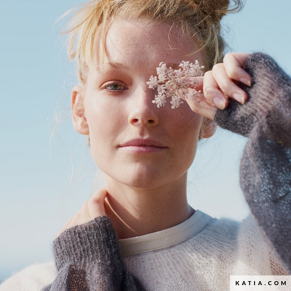 Patroon breien haken dames trui lente zomer katia — gemaakt met Breipatroon Mohair Shades Strepentrui
