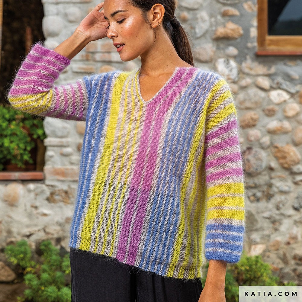 Breipatroon Mohair Shades Trui met verticale strepen