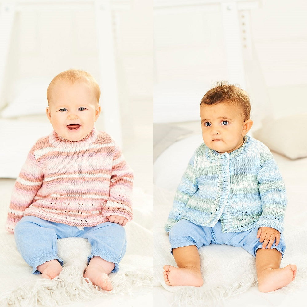 Breipatroon Stylecraft Bambino Prints DK No. 9842 Baby trui en vest