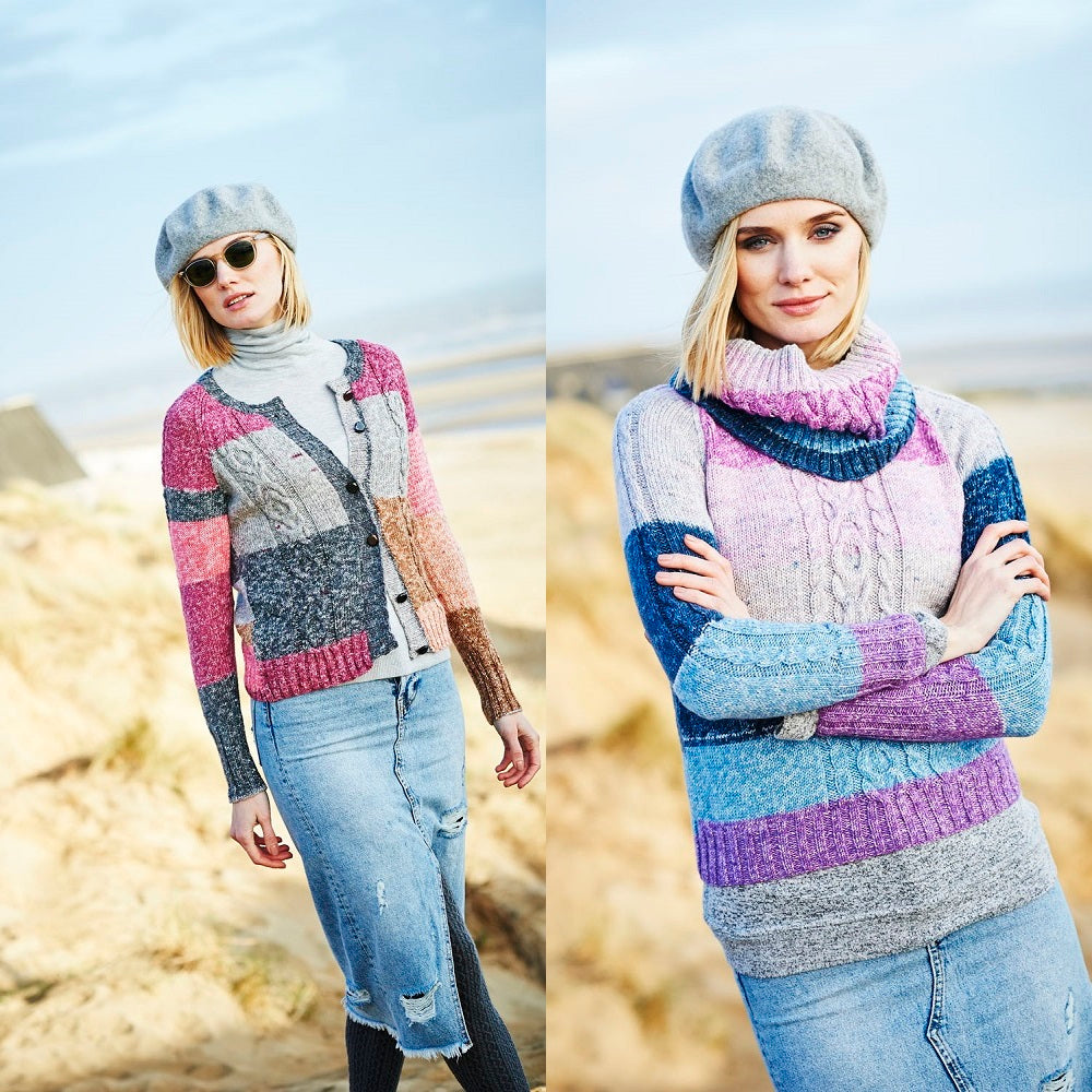 Breipatroon Stylecraft Batik Swirl DK No. 9536 Vest, trui en col