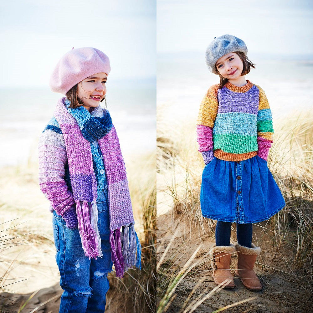 Breipatroon Stylecraft Batik Swirl DK No. 9538 Kinder trui, vest en sjaal