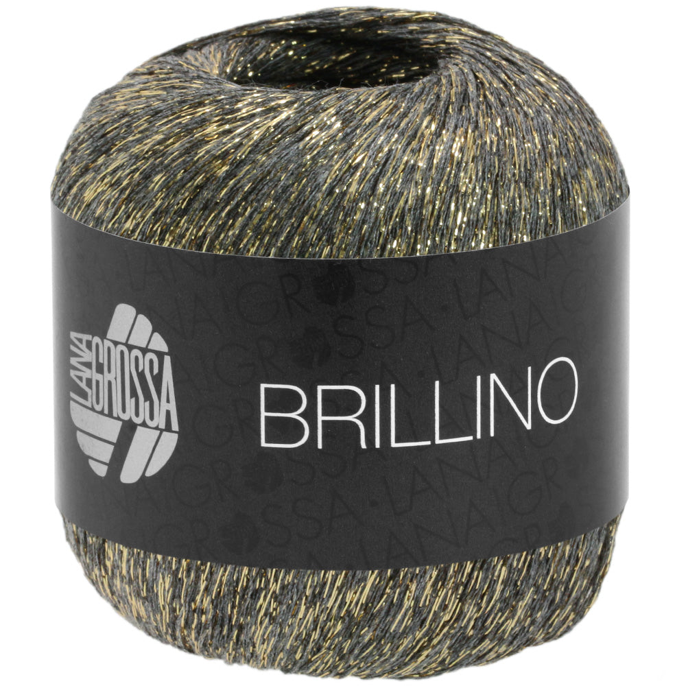 Lana Grossa Brillino 005 Grijs/Goud bolletje glanzend meeloopgaren