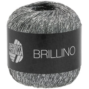Lana Grossa Brillino 006 Grijs/Zilver bolletje glanzend meeloopgaren