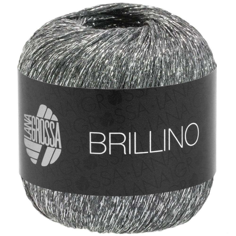 Lana Grossa Brillino 006 Grijs/Zilver bolletje glanzend meeloopgaren