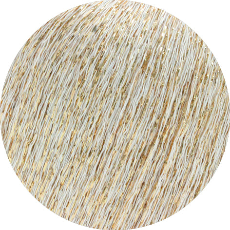 Lana Grossa Brillino 009 Wit/Goud detail van het glanzende garen