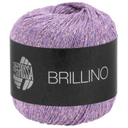 Lana Grossa Brillino 020 Lila/Roze bolletje glanzend meeloopgaren
