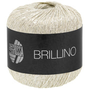 Lana Grossa Brillino 032 Crème/Zilver bolletje glanzend meeloopgaren