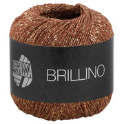 Lana Grossa Brillino 038 Nougat/Goud bolletje glanzend meeloopgaren