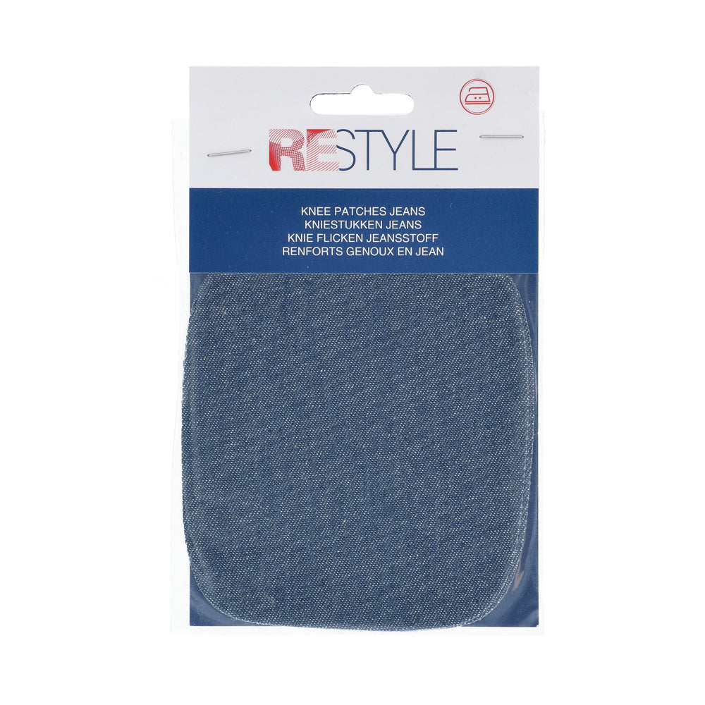 Restyle Kniestukken Jeans 10 cm x 9 cm Opstrijkbaar 210 Denim Blauw