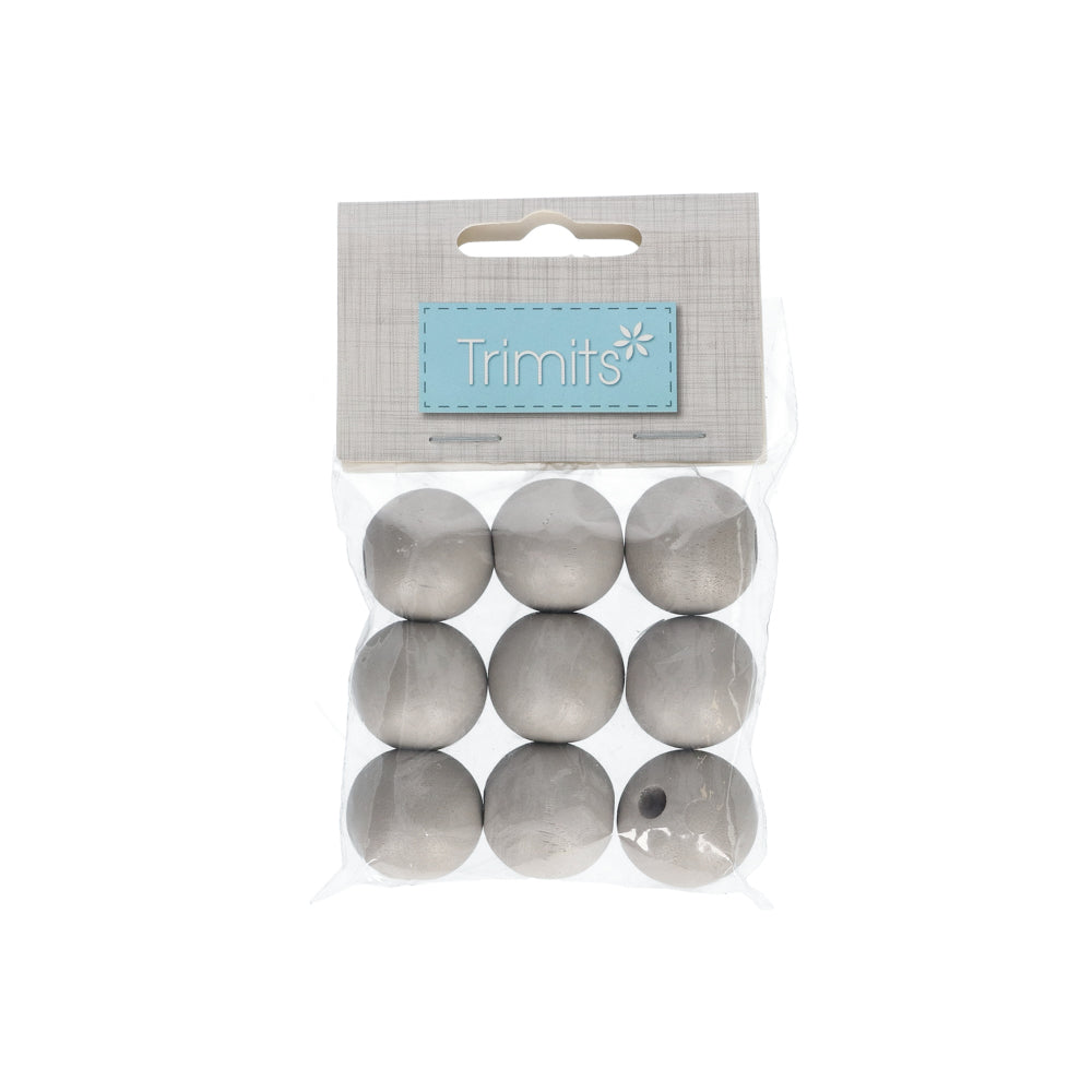 Trimits Houten Ronde Kralen 25 mm 02 Grey (9 stuks)