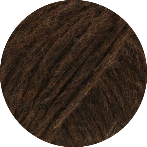 Lana Grossa Chapeau 016 Donkerbruin - close-up van de zachte garenstructuur en kleur van het garen