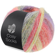 Lana Grossa Cosy Socks Dream 251 Terracotta / Mosterd / Donkergrijs / Blauwviolet / Lila / Donkerrood / Rood - productfoto van de bol sokkengaren - Lana Grossa Cosy Socks Dream 251 Terracotta/Mosterd/Donkergrijs/Blauwviolet/Lila/Donkerrood/Rood
