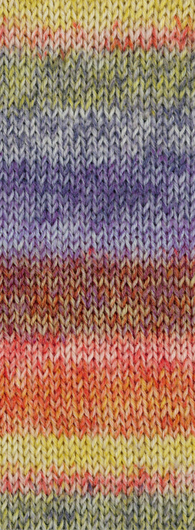 Lana Grossa Cosy Socks Dream 251 Terracotta / Mosterd / Donkergrijs / Blauwviolet / Lila / Donkerrood / Rood - sfeerfoto van het multicolour sokkengaren - Lana Grossa Cosy Socks Dream 251 Terracotta/Mosterd/Donkergrijs/Blauwviolet/Lila/Donkerrood/Rood