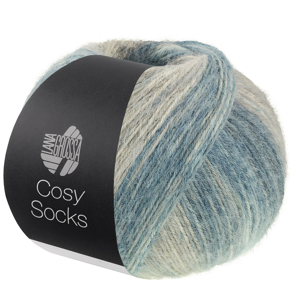 Lana Grossa Cosy Socks Dream 256 Middel- / Donker- / Blauwgrijs / Greige / Taupe / Grijsbruin - productfoto van de bol sokkengaren - Lana Grossa Cosy Socks Dream 256 Middel-/Donker-/Blauwgrijs/Greige/Taupe/Grijsbruin