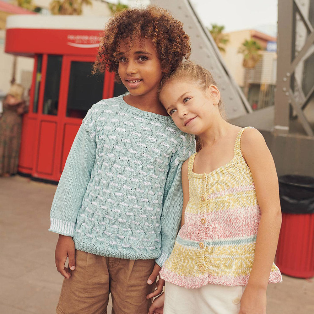 Patroon breien haken kinderen trui lente zomer katia — gemaakt met Cotton 100% Jongenstrui breipakket
