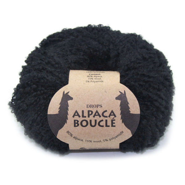 Drops Alpaca Bouclé Uni Colour 8903 Zwart