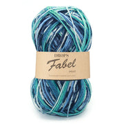 Drops Fabel Print 522 Turquoise/Blue