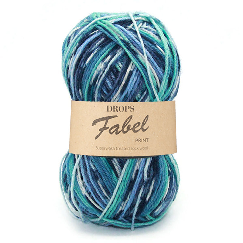 Drops Fabel Print 522 Turquoise/Blue