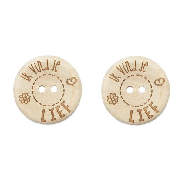 Durable Houten Knopen Ik Vind Je Lief 30mm 2 stuks