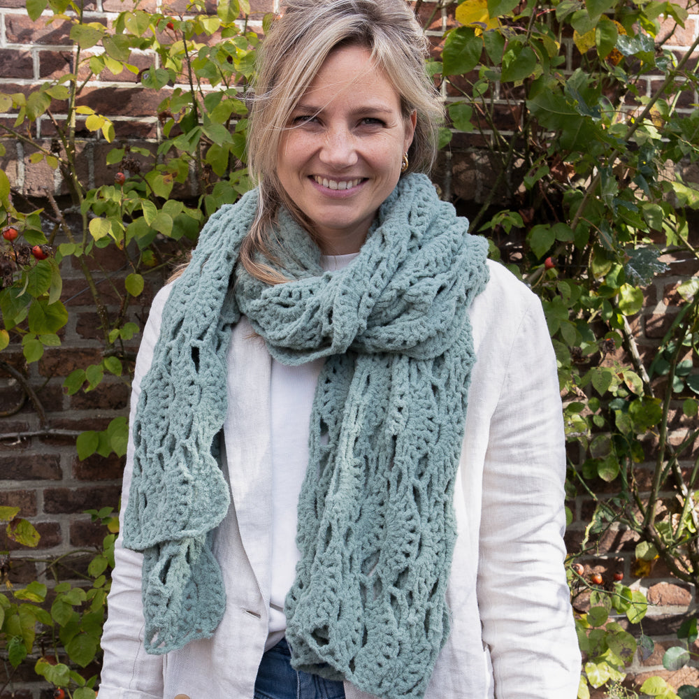 Safari — gemaakt met Felt-it Ajour sjaal Haakpakket (4)