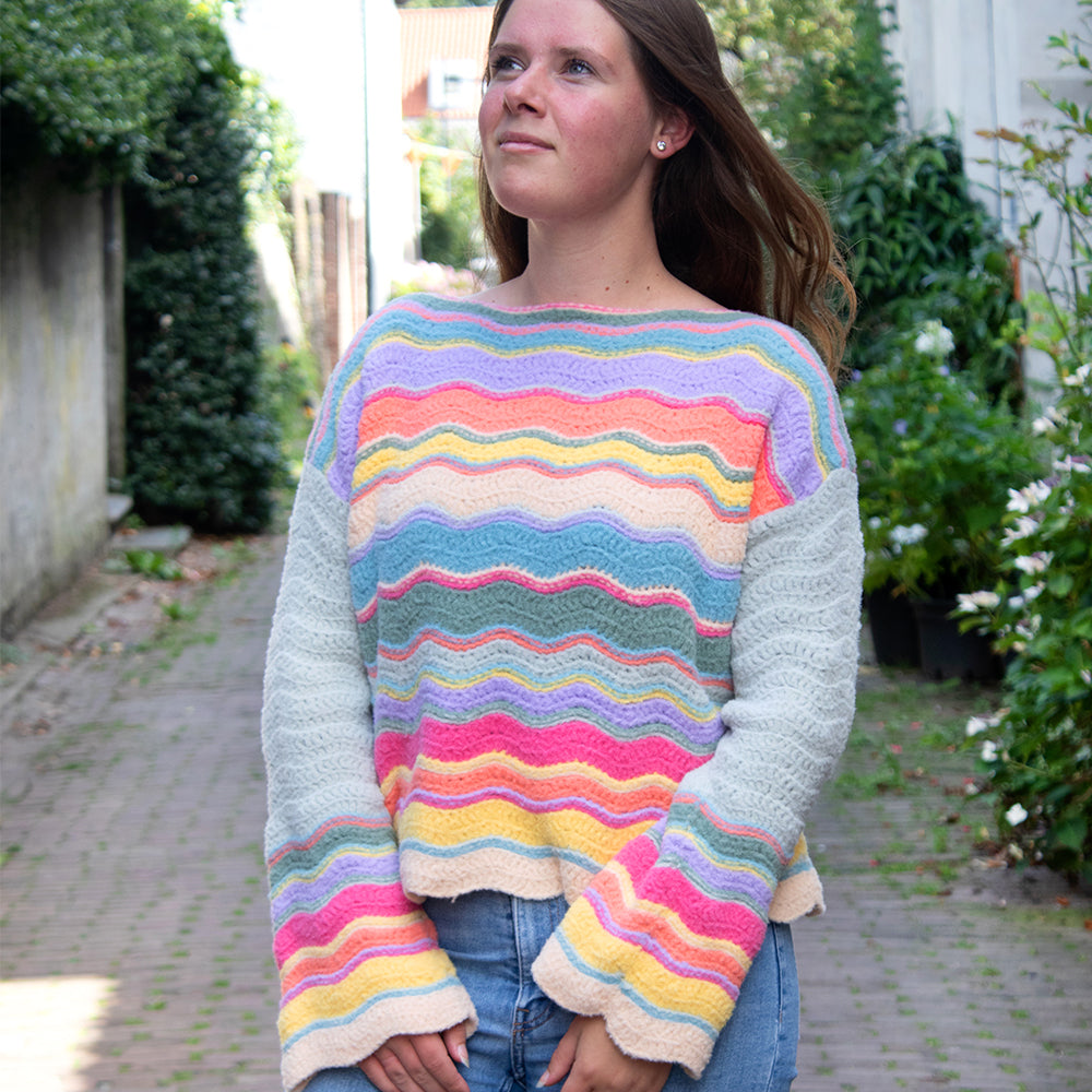 Chevron — gemaakt met Felt-it Chevron Strepentrui Haakpakket