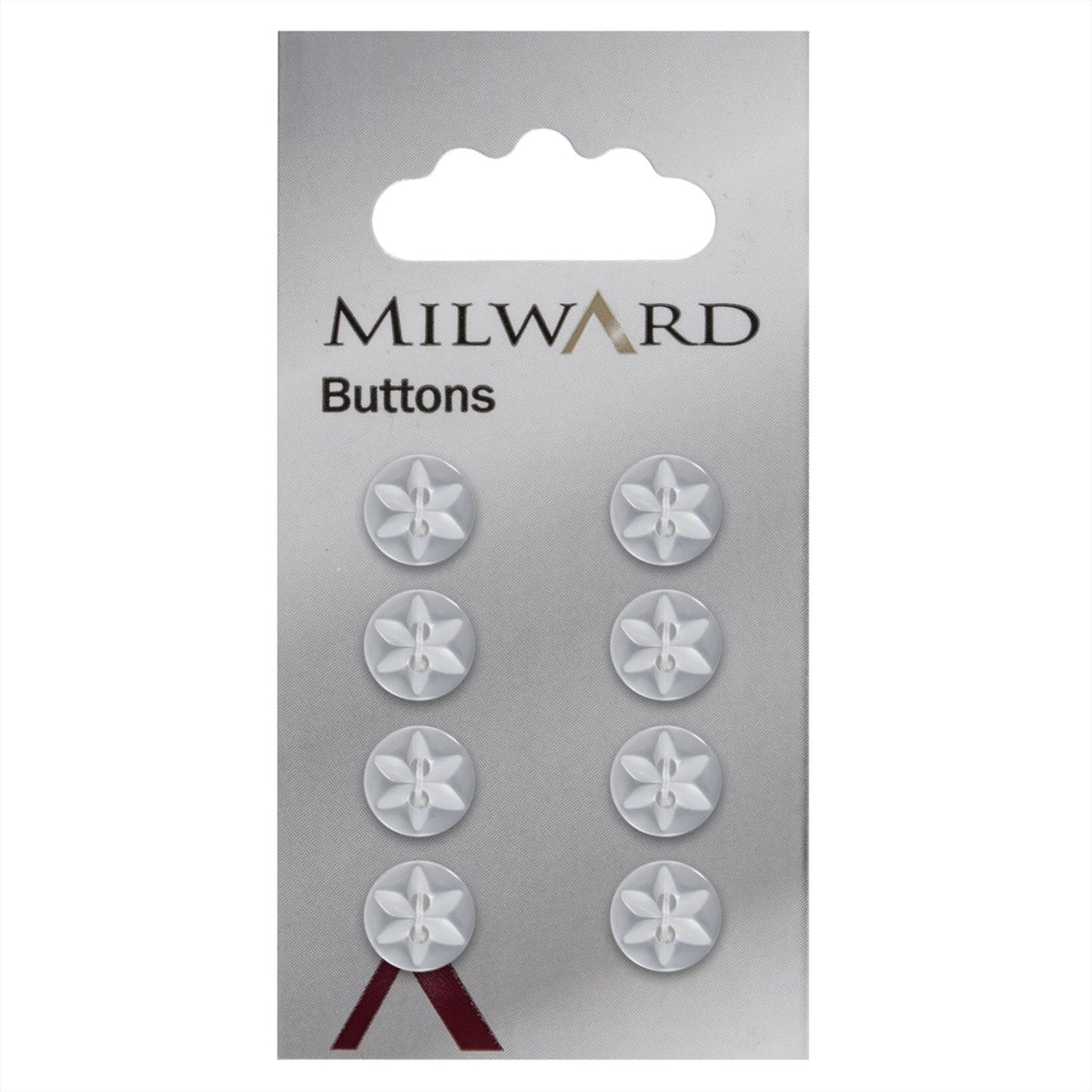 Milward Parelmoer Knoop met Ster Wit 10 mm (8 stuks)