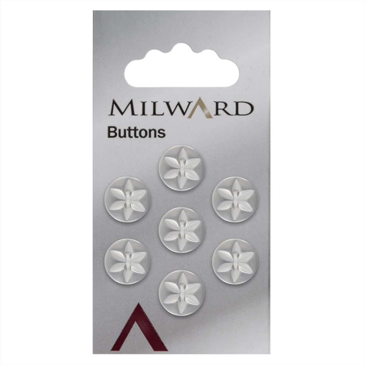 Milward Parelmoer Knoop met Ster Wit 12mm (7 stuks)