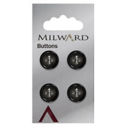 Milward Glans Knoop Zwart/Grijs 15mm (4 stuks)