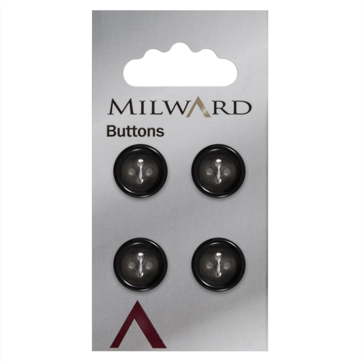 Milward Glans Knoop Zwart/Grijs 15mm (4 stuks)