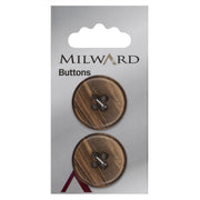 Milward Houten Knoop Donkerbruin 25mm (2 stuks)