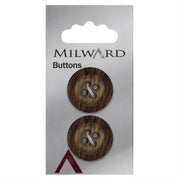 Milward Houten Knoop Opstaande Rand 22mm (2 stuks)