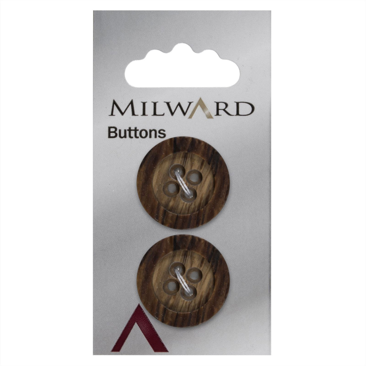 Milward Houten Knoop Opstaande Rand 22mm (2 stuks)