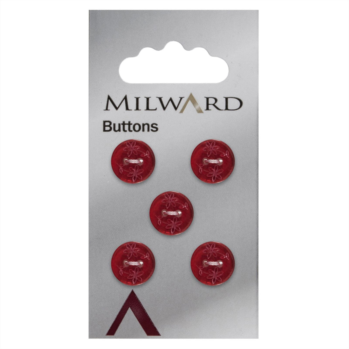 Milward Knoop Transparant Rood Met Bloem 12mm (5 stuks)
