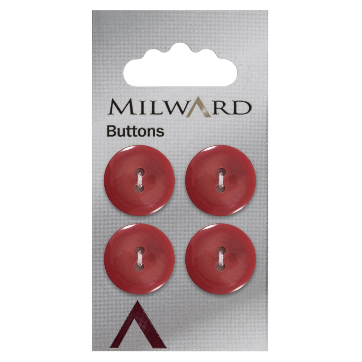 Milward Knoop Rood Glans 19mm (4 stuks)